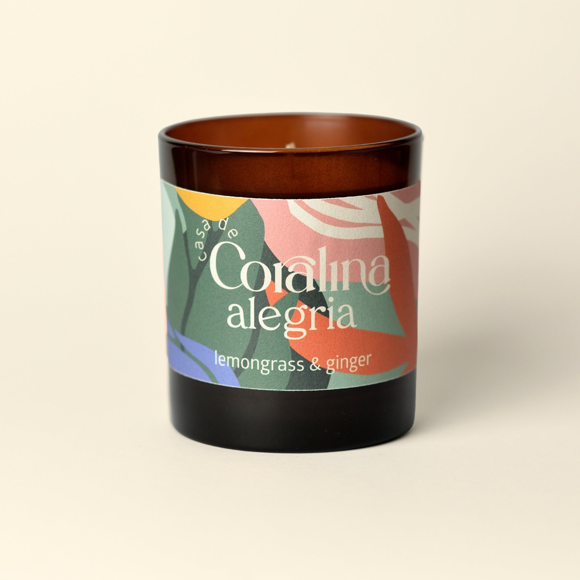 Candle Alegria - Lemongrass & Ginger - Large Amber Jar - 220g
