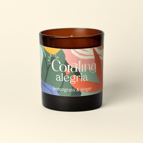 Candle Alegria - Lemongrass & Ginger - Large Amber Jar - 220g