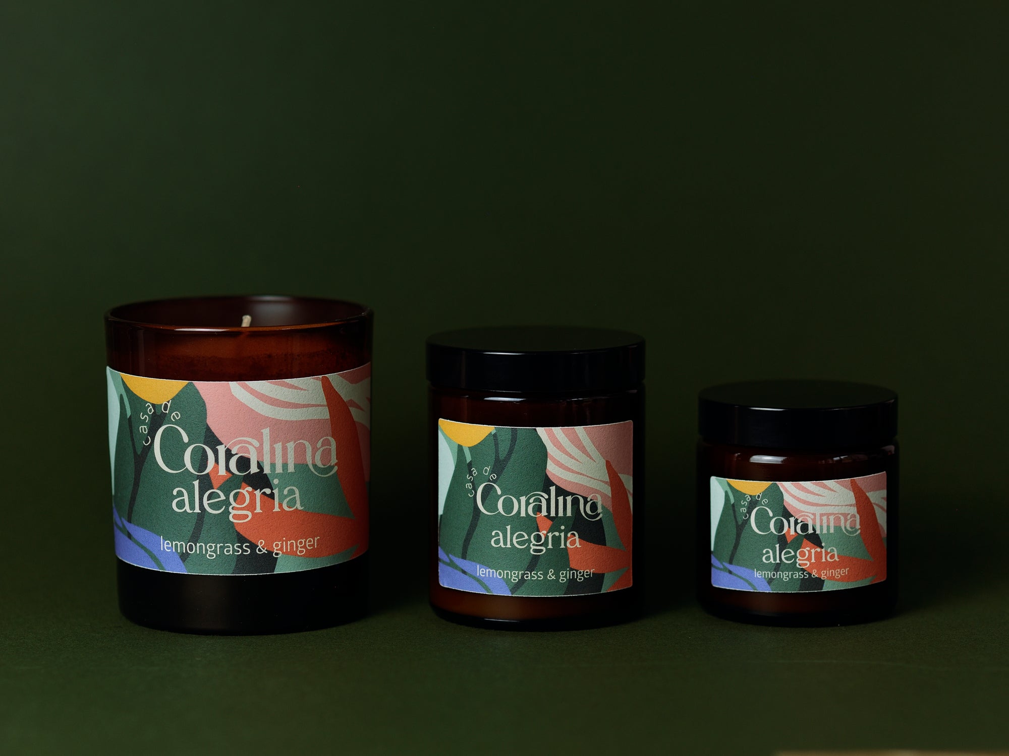 Candle Alegria - Lemongrass & Ginger - Large Amber Jar - 220g