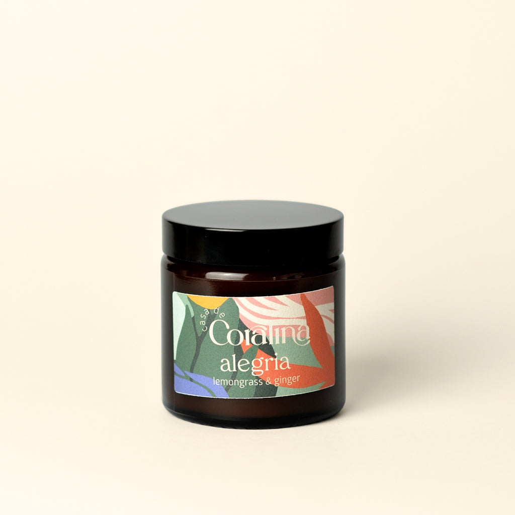 Candle Alegria - Lemongrass & Ginger - Small Amber Jar - 90g