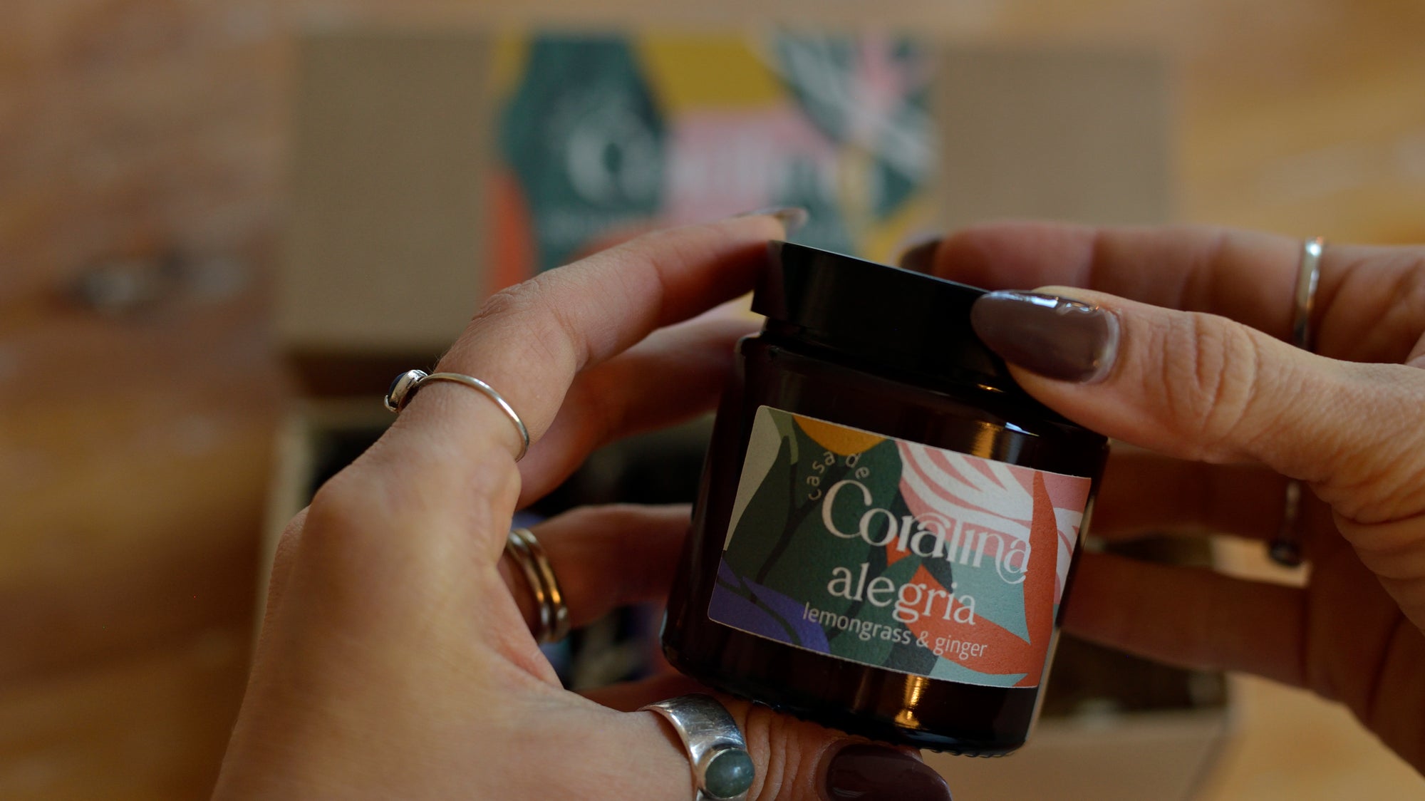 Candle Alegria - Lemongrass & Ginger - Small Amber Jar - 90g